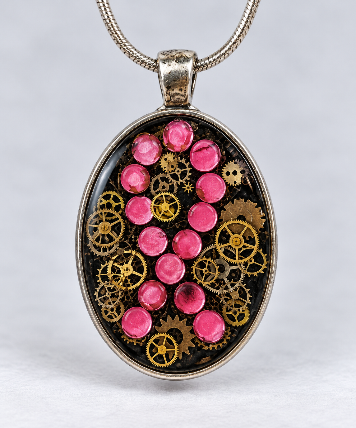 Pink Ribbon Breast Cancer Awareness Steampunk Pendant