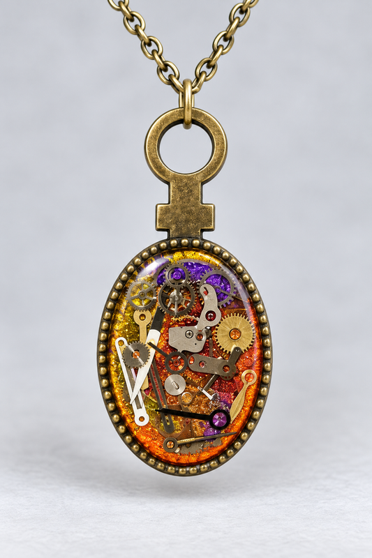 Colorful Vintage Watch Parts & Key Pendant