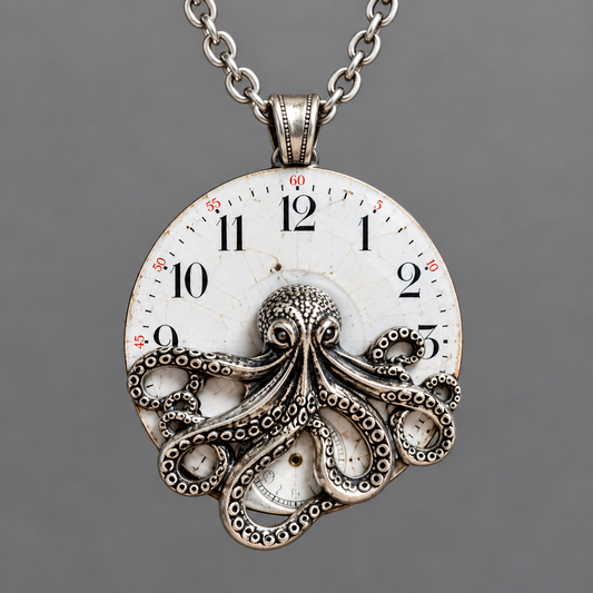 Steampunk Octopus Necklace with Antique Watch Dial