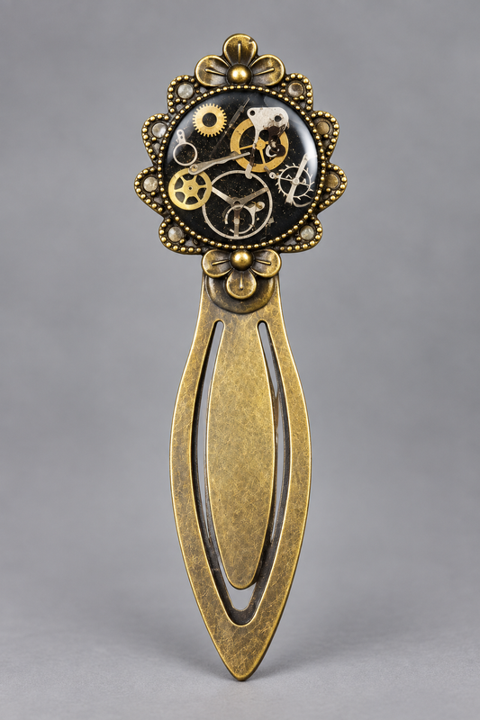 Steampunk Flower Bookmark with Antique Watch Parts