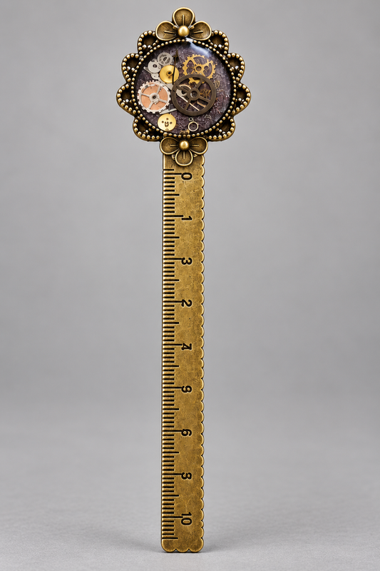 Steampunk Ruler Bookmark with Antique Watch Parts