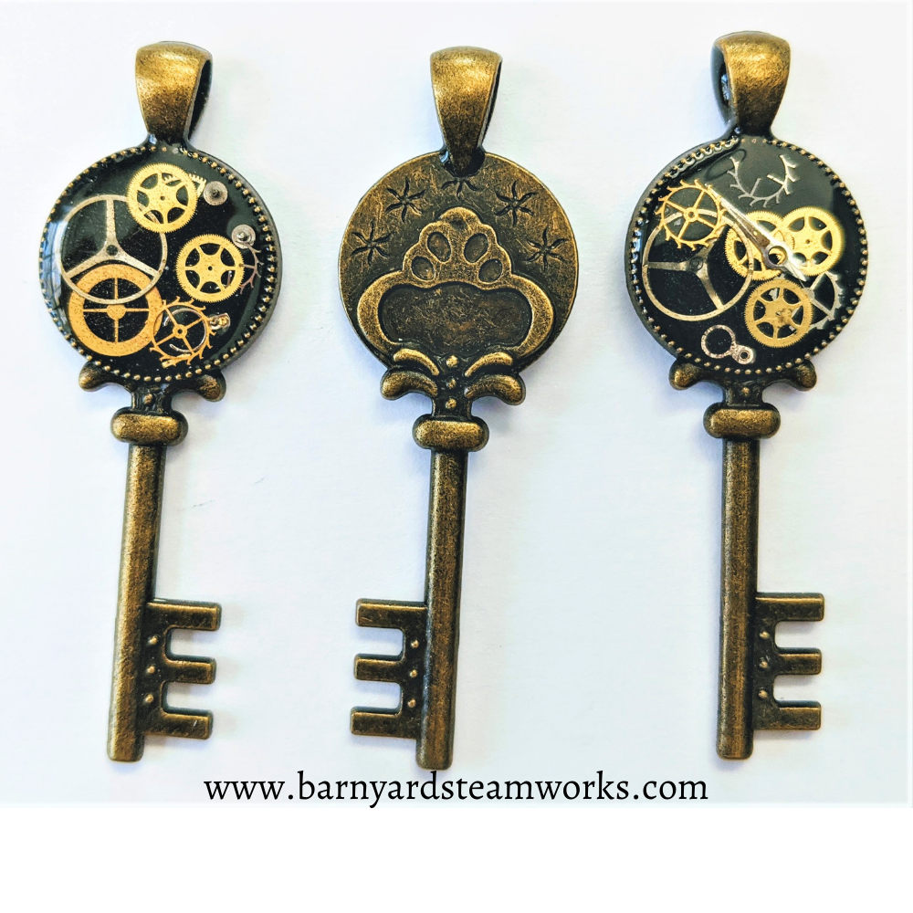 Steampunk Key Necklace with Antique Watch Parts