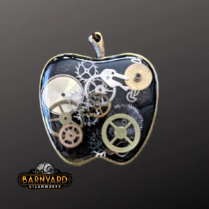 Steampunk Apple Necklace, Teacher Gift, Old Watch Parts