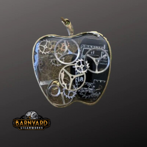 Steampunk Apple Necklace, Teacher Gift, Old Watch Parts