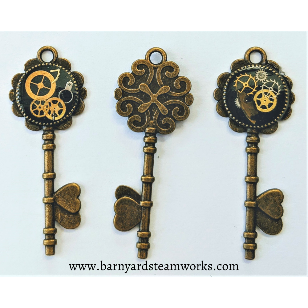 Steampunk Key Necklace with Antique Watch Parts