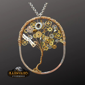 Steampunk Tree of Life Pendant, Steampunk Necklace, Tree of Life, Industrial Necklace