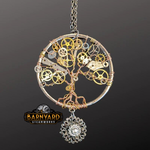 Steampunk Tree of Life Pendant, Steampunk Necklace, Tree of Life, Industrial Necklace