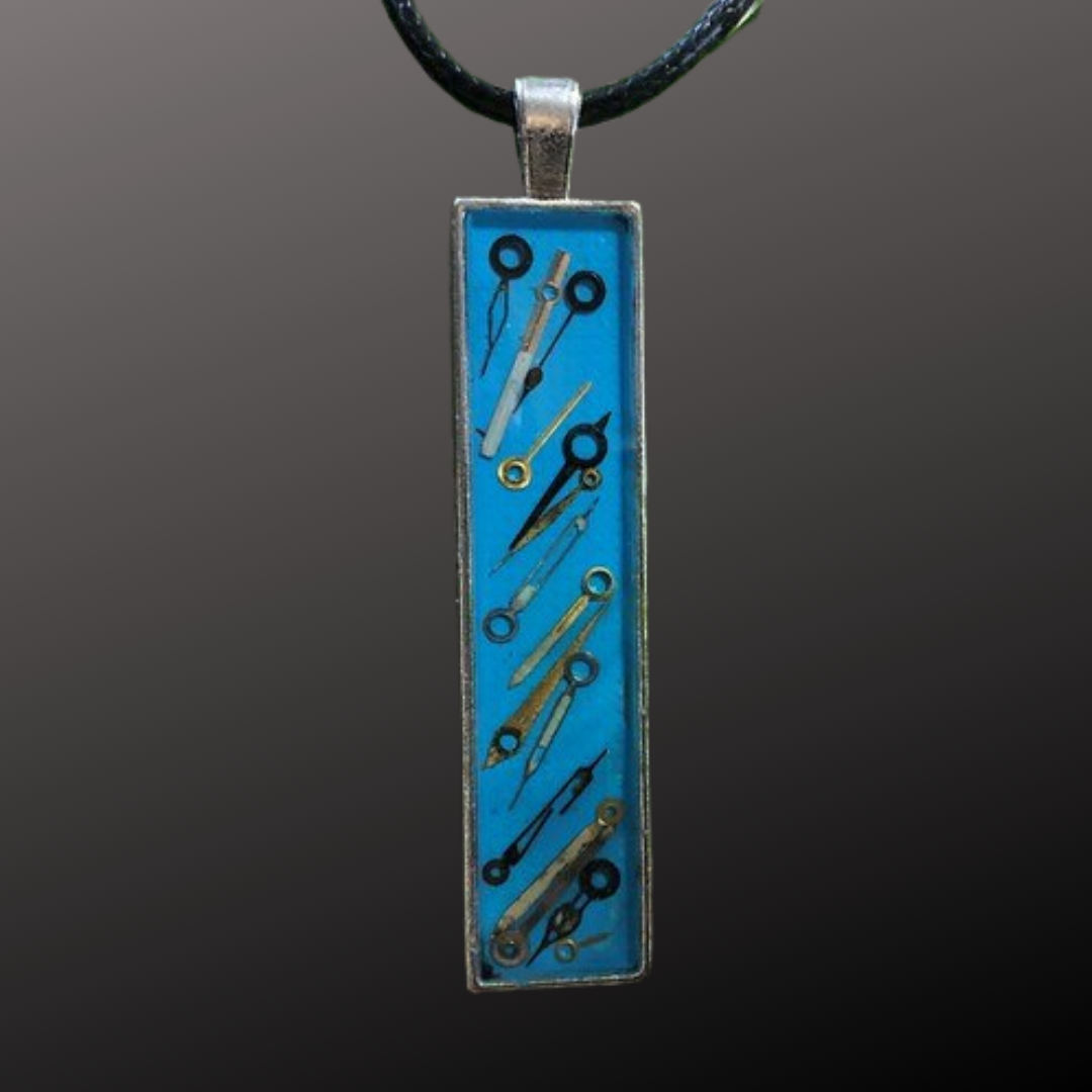 Steampunk Rectangle Necklace with Antique Watch Parts