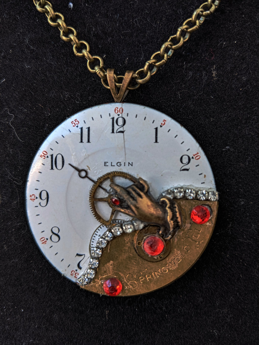 Pocket Watch dial with Springfield, IL bridge cover