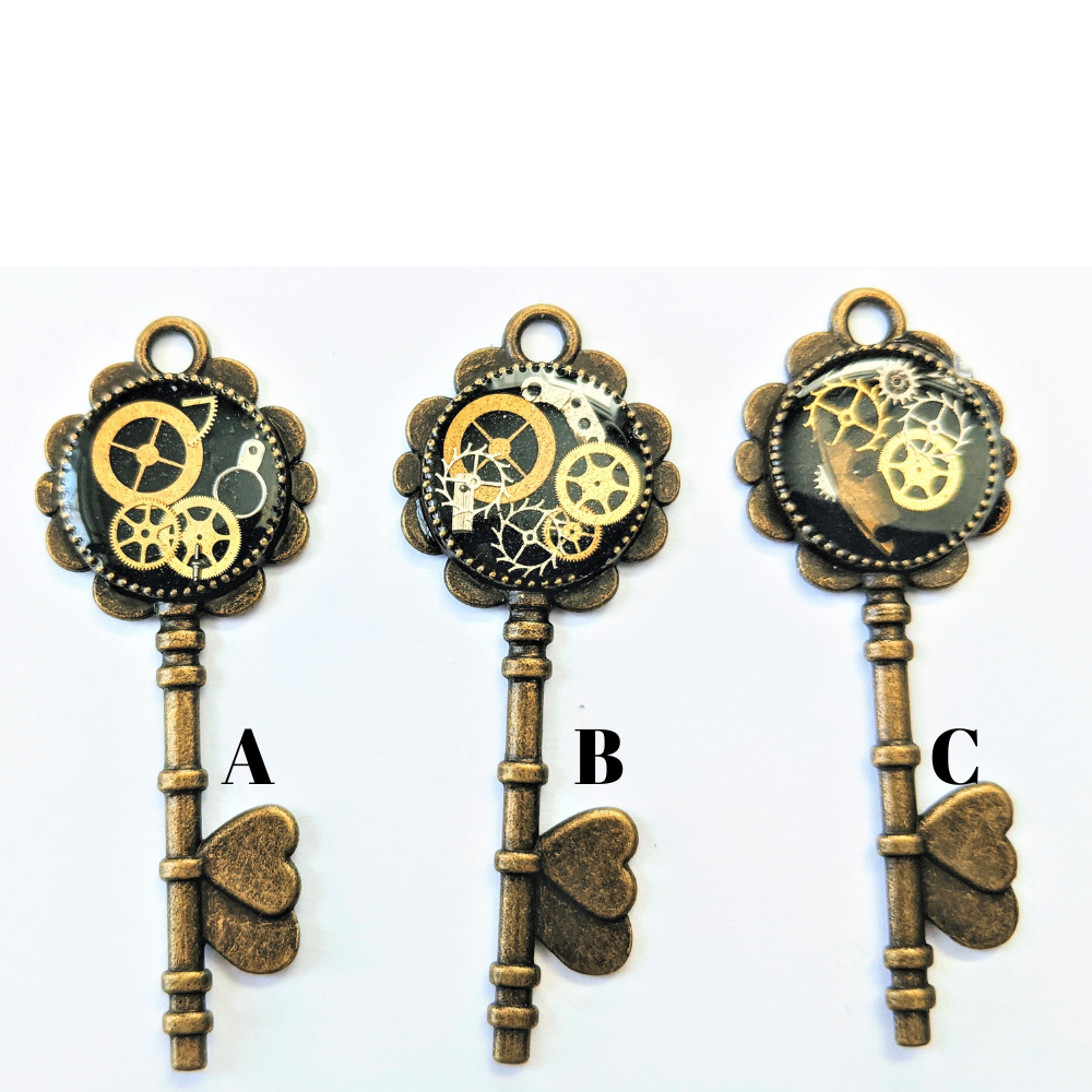 Steampunk Key Necklace with Antique Watch Parts