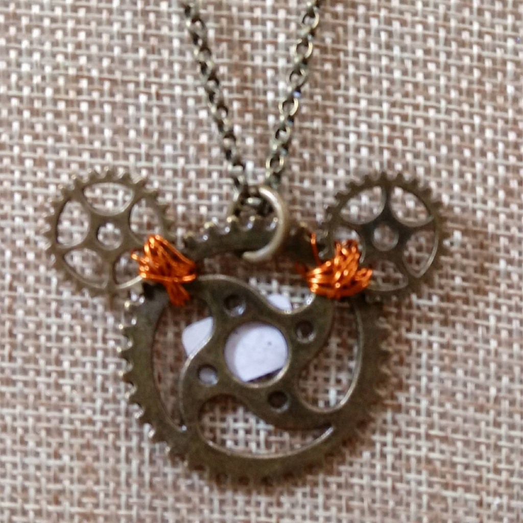 Steampunk Mickey Mouse Style Pendant, Gear necklace