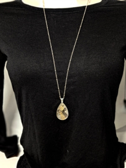 Teardrop Gears in Resin Pendant with Chain